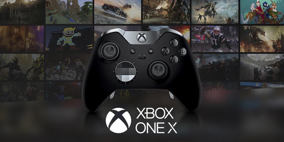 Control de xbox one X en color negro con juegos de Microsoft