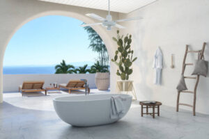 Terraza pequeña con baño