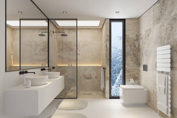 Sanitario de una sola pieza en baño grande